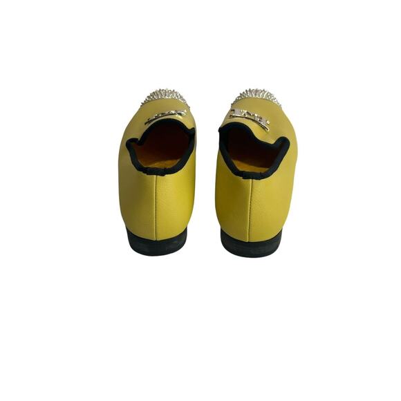 XQWFH Mens Leather Spiked Gold Buckle Penny Slip-On Lux Loafers Dress Shoes 9.5 main image 9